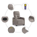 vidaXL Fauteuil inclinable de massage Taupe Tissu