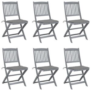 vidaXL Chaises pliables d'extérieur lot de 6 et coussins Bois d'acacia