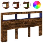 vidaXL Armoire tête de lit avec LED chêne fumé 180x17x102 cm
