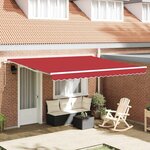 vidaXL Auvent Rétractable Rouge 400 × 350 cm Tissu  Métal