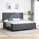 vidaXL Lit à Ressorts avec Matelas LED Gris foncé 200 x 200 cm Velours