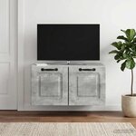 vidaXL Meuble TV mural Gris béton 59 5 x 41 x 30 cm Bois d'ingénierie