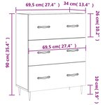 vidaXL Buffet sonoma gris 69 5x34x90 cm bois d'ingénierie