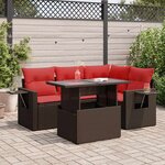 vidaXL Salon de jardin 5 Pièces avec coussins gris résine tressée acacia
