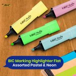Surligneurs Bic Marking Flat Pack de 8 marqueurs fluorescents - Pointe biseautée - Tracé entre 1 20 et 4 60 mm - Encre à base d'eau - Couleurs fluo et pastel assorties
