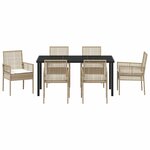 vidaXL Ensemble de salle à manger pour jardin 7 Pièces Beige Poly rotin