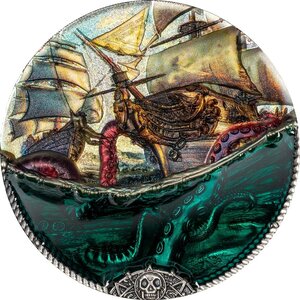 Monnaie SEA MONSTER Underwater Fantasy 3 Oz Argent 20$ Cook Islands 2025 (PRÉCOMMANDE)