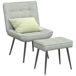 vidaXL Chaise de relaxation avec tabouret Gris clair Velours
