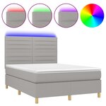 vidaXL Sommier à lattes de lit et matelas et LED Gris clair 140x190 cm