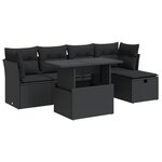 vidaXL Salon de jardin 6 Pièces avec coussins noir résine tressée