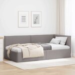 vidaXL Cadre de lit d'angle avec tête de lit Taupe 100 x 200 cm tissu