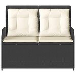 vidaXL Banc de jardin avec coussin Noir Poly rotin