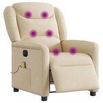 vidaXL Fauteuil inclinable de massage électrique crème tissu