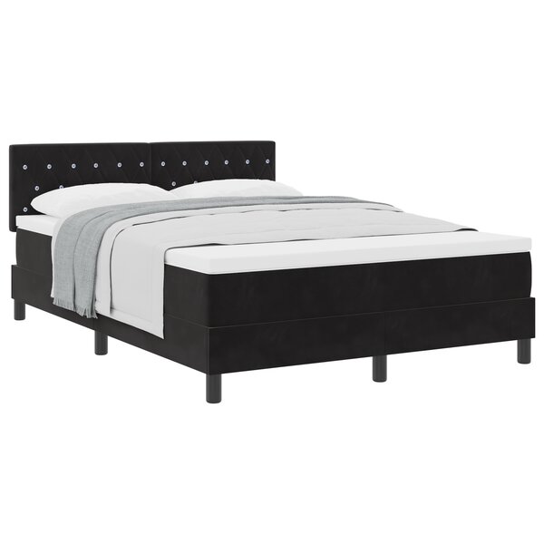 Lit à ressorts vidaXL avec matelas Noir 140x200 cm Velours