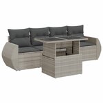 vidaXL Salon de jardin 5 Pièces avec coussins gris clair résine tressée