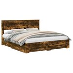 vidaXL Cadre de lit Chêne fumé 200 x 200 cm Bois d'ingénierie
