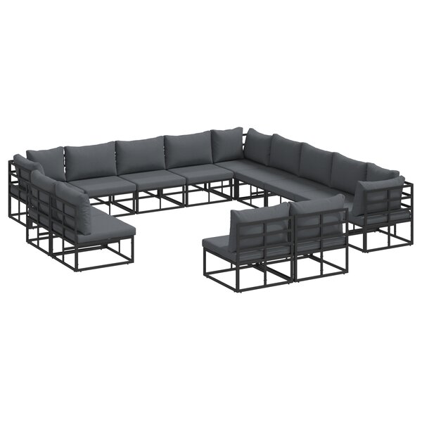 vidaXL Ensemble de canapé de jardin 13 Pièces Noir 353 x 353 x 71 cm