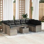 vidaXL Ensemble de canapé de jardin 10 Pièces Gris clair Poly rotin