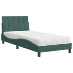 vidaXL Lit avec matelas Hanko vert foncé 90x190 cm velours