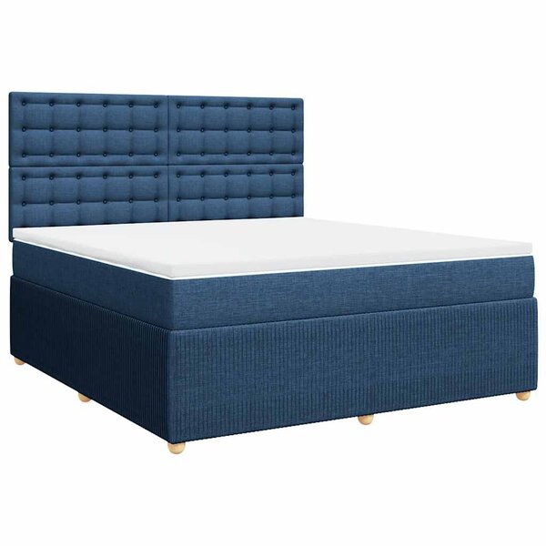 vidaXL Sommier à lattes de lit avec matelas Bleu 180x200 cm Tissu