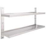 vidaXL Étagère murale à 2 niveaux Acier inoxydable 150x30 cm