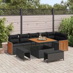 vidaXL Ensemble de canapé de jardin 9 Pièces Noir 100 x 100 x 71 cm