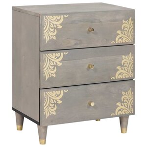 vidaXL Cabinet de chevet Gris 50 x 33 x 62 cm bois de manguier massif