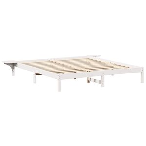 vidaXL Cadre de lit avec tables de chevet Blanc 200 x 200 cm Blanc