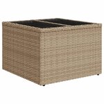 vidaXL Table de jardin dessus en verre beige 55x55x37cm résine tressée