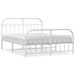 vidaXL Cadre de lit métal sans matelas et pied de lit blanc 160x200 cm