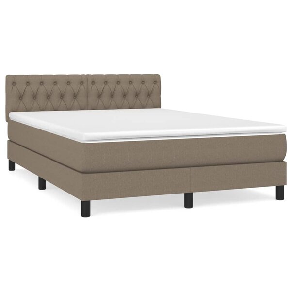 vidaXL Sommier à lattes de lit avec matelas Taupe 140x190 cm Tissu