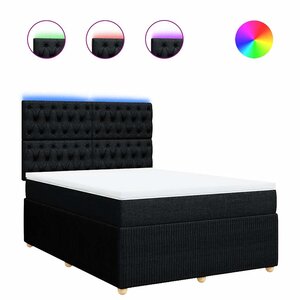 vidaXL Sommier à lattes de lit avec matelas Noir 140x200 cm Tissu