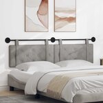 vidaXL Tête de lit suspendue Gris clair Velours