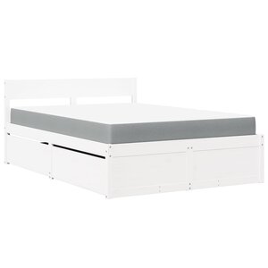 vidaXL Lit avec tiroirs et matelas blanc 120x190 cm bois massif de pin