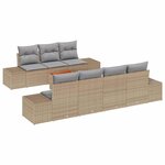 vidaXL Ensemble de canapé de jardin 8 Pièces Beige Poly rotin