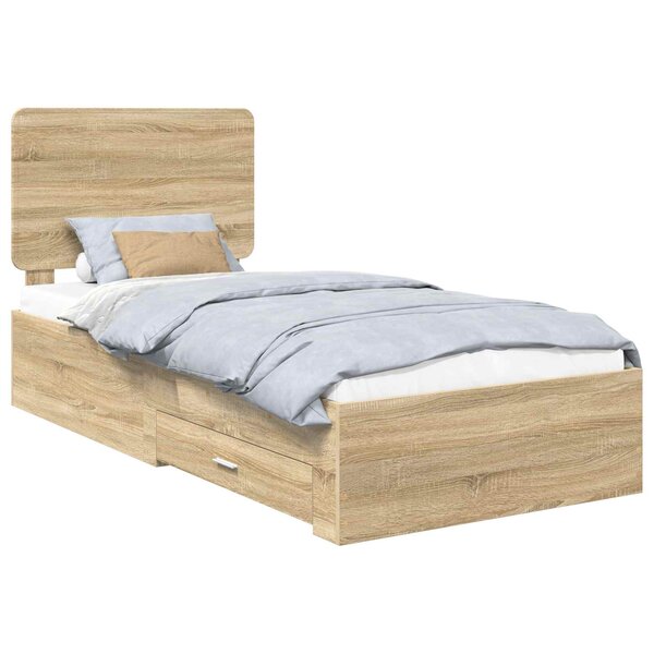 vidaXL Cadre de lit Chêne Sonoma 90 x 200 cm Bois d'ingénierie