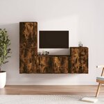 vidaXL Ensemble de meubles TV 4 Pièces Chêne fumé Bois d'ingénierie