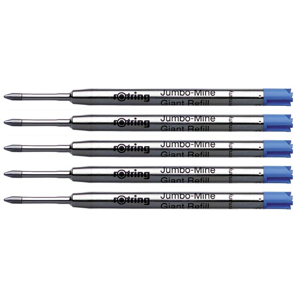 Mine Jumbo Pour Stylo Bille Pointe Moyenne Bleu x 5 ROTRING