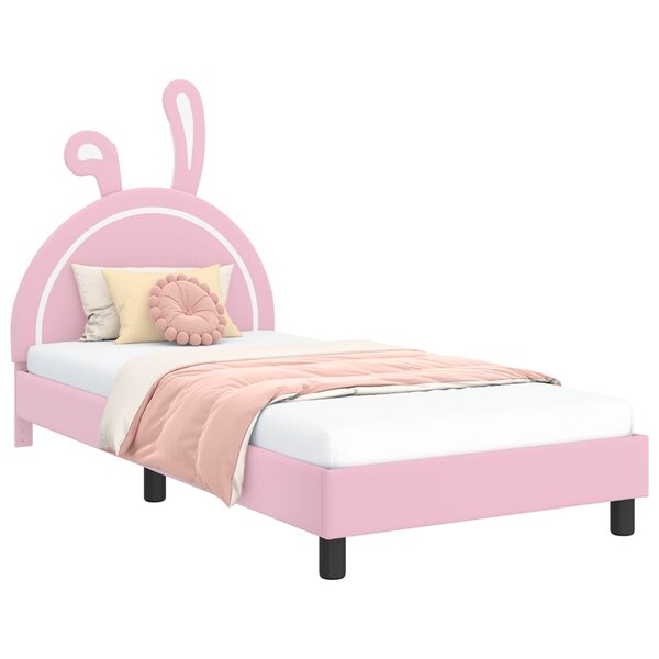 vidaXL Cadre de lit pour enfants avec tête de lit Rose 90 x 200 cm PU