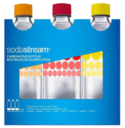 Sodastream Bouteilles de Gazéification Plastique Bulles de Couleur 3x1L 3000036