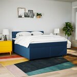 vidaXL Sommier à lattes de lit avec matelas Bleu 180x200 cm Tissu