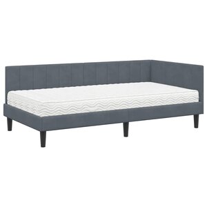 vidaXL Cadre de lit d'angle Gris foncé 90 x 190 cm Velours