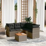 vidaXL Salon de jardin 6 Pièces avec coussins gris résine tressée