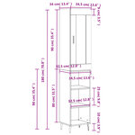 vidaXL Buffet haut Chêne fumé 34 5x34x180 cm Bois d'ingénierie