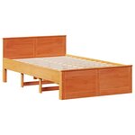 vidaXL Cadre de lit sans matelas avec tête de lit brun cire 120x200 cm