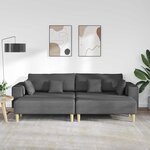 vidaXL Canapé avec coussin 3 Pièces Gris foncé tissu