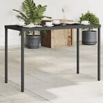 vidaXL Table de jardin dessus en verre noir 115x54x74cm résine tressée