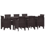 vidaXL Ensemble de salle à manger pour jardin 9 Pièces Marron