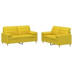 vidaXL Ensemble de canapés 2 Pièces avec coussins jaune clair tissu
