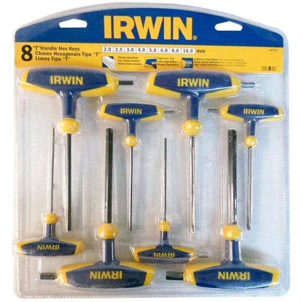 Set de 8 clés hexagonales à manche en t de irwin t10771
